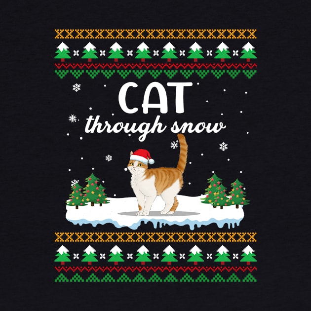 Cat Through Snow Funny Christmas Costume by Dunnhlpp